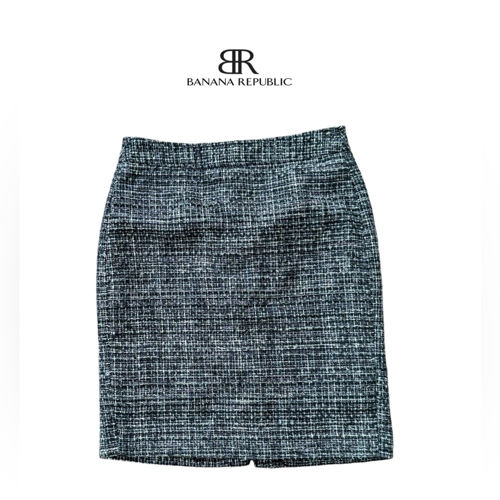 Banana Republic EUC Tweed Skirt Black Gray Silver Lavender Size 2